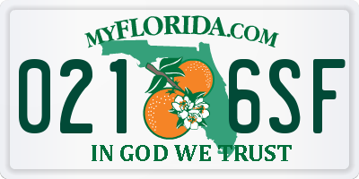 FL license plate 0216SF