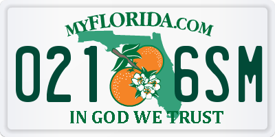 FL license plate 0216SM