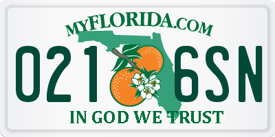 FL license plate 0216SN