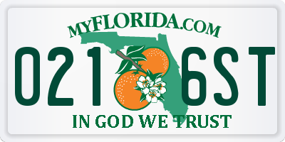FL license plate 0216ST