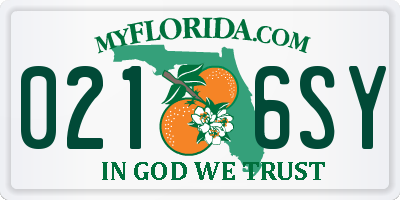 FL license plate 0216SY