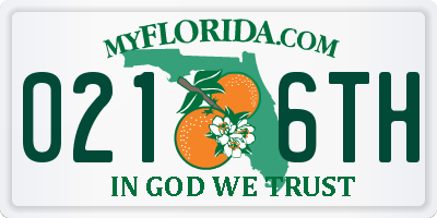 FL license plate 0216TH