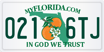 FL license plate 0216TJ