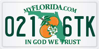 FL license plate 0216TK