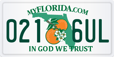 FL license plate 0216UL