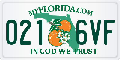 FL license plate 0216VF
