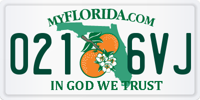 FL license plate 0216VJ