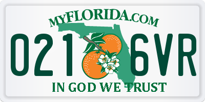 FL license plate 0216VR