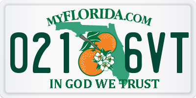 FL license plate 0216VT