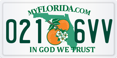 FL license plate 0216VV