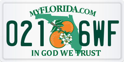 FL license plate 0216WF