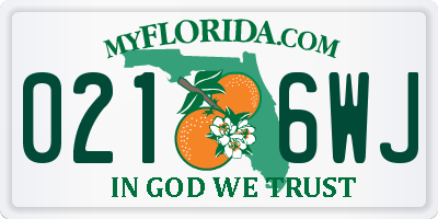 FL license plate 0216WJ