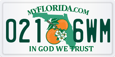 FL license plate 0216WM