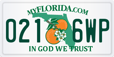 FL license plate 0216WP