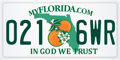 FL license plate 0216WR