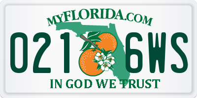 FL license plate 0216WS
