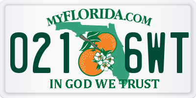 FL license plate 0216WT
