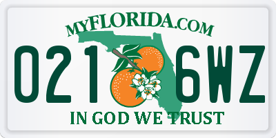 FL license plate 0216WZ