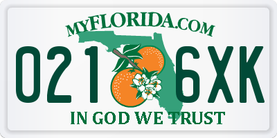 FL license plate 0216XK