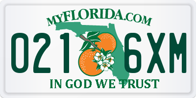 FL license plate 0216XM