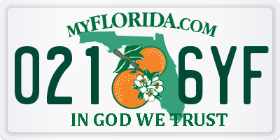 FL license plate 0216YF