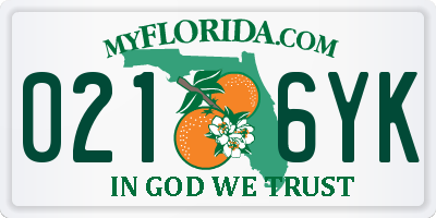 FL license plate 0216YK
