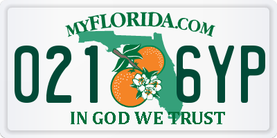 FL license plate 0216YP