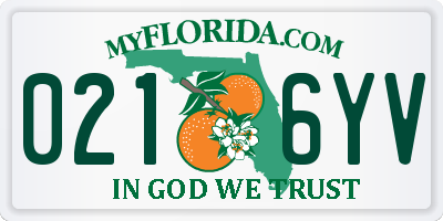 FL license plate 0216YV