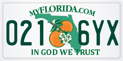 FL license plate 0216YX