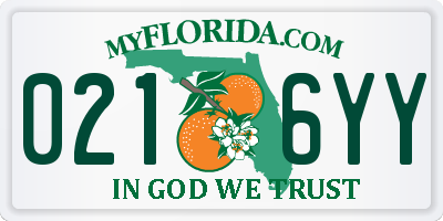 FL license plate 0216YY
