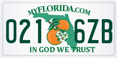 FL license plate 0216ZB