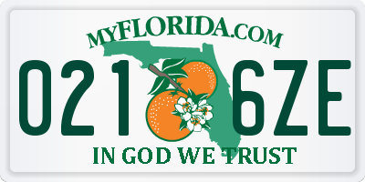 FL license plate 0216ZE