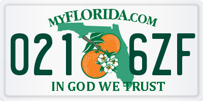 FL license plate 0216ZF