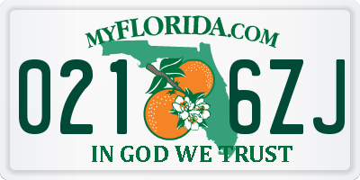 FL license plate 0216ZJ