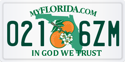 FL license plate 0216ZM
