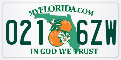 FL license plate 0216ZW