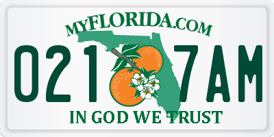 FL license plate 0217AM