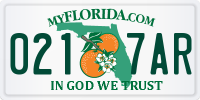 FL license plate 0217AR