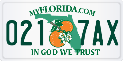 FL license plate 0217AX