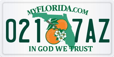 FL license plate 0217AZ