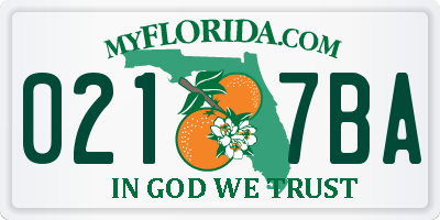 FL license plate 0217BA
