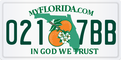 FL license plate 0217BB