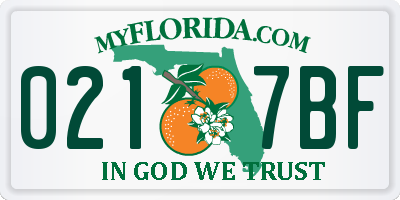 FL license plate 0217BF