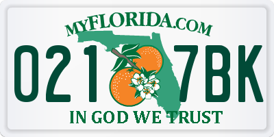 FL license plate 0217BK