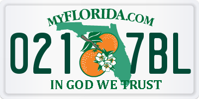 FL license plate 0217BL