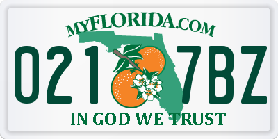 FL license plate 0217BZ