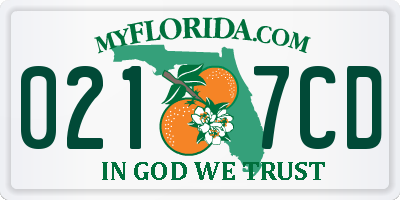 FL license plate 0217CD