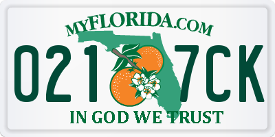 FL license plate 0217CK