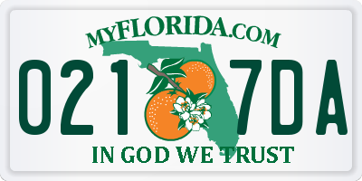 FL license plate 0217DA