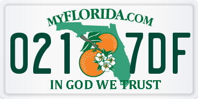 FL license plate 0217DF